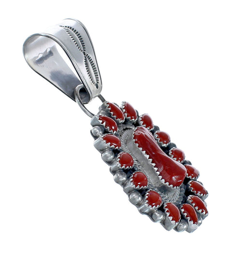 Coral Sterling Silver Native American Pendant AX128811